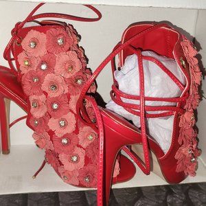 Womens Red Floral Shoes